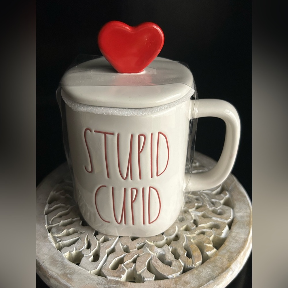 Rae Dunn Stupid Cupid Mug with Red Heart Lid
